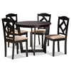 Baxton Studio Morigan Sand Fabric Upholstered and Dark Brown Finished Wood 5-Piece Dining Set